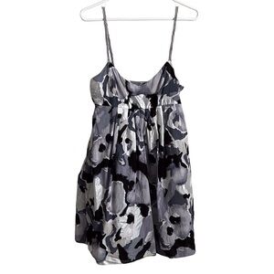 Susana Monaco Grey Floral Mini Dress Babydoll Abstract Y2K Neutral Size 6